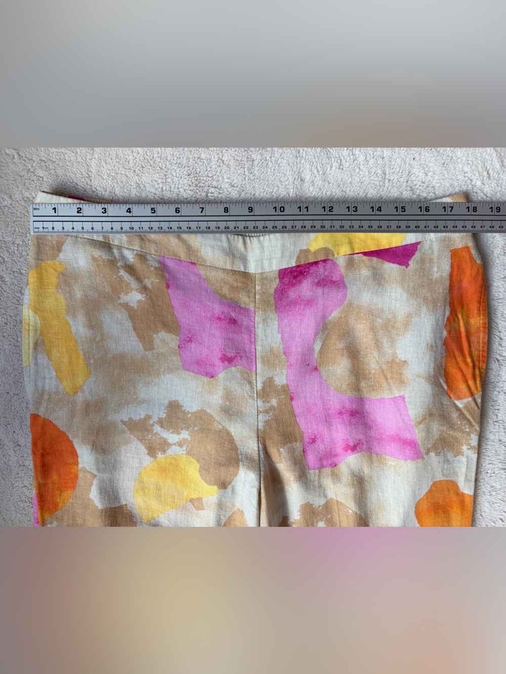 NWT Chico’s Wide-Leg Linen Blend Pants in Pink & Yellow Abstract Print Size 2.5 - Picture 3 of 8